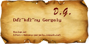 Dékány Gergely névjegykártya